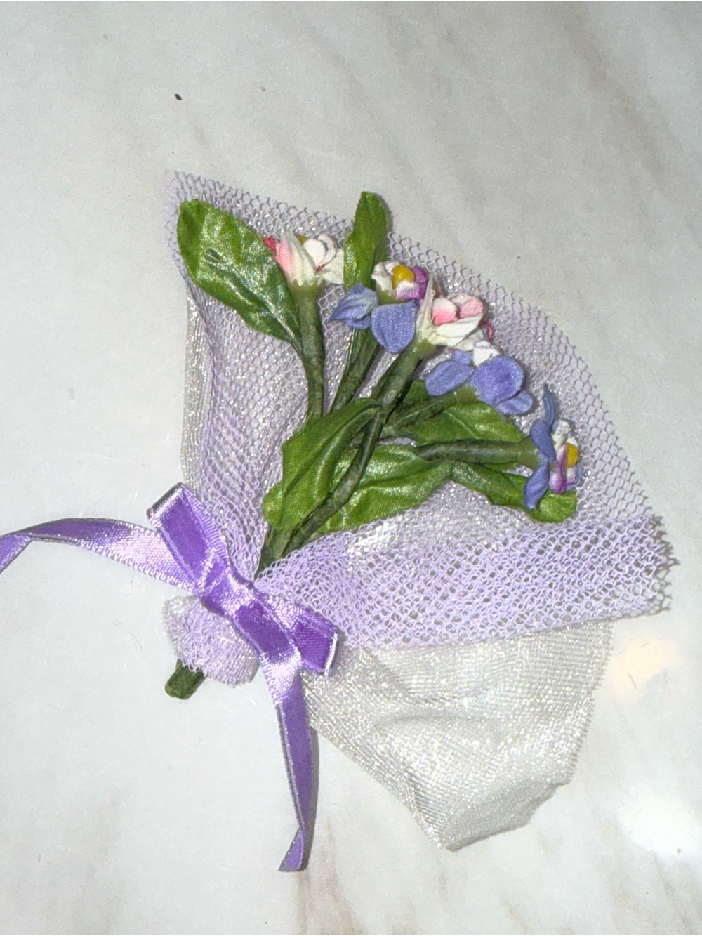 Barbie Mattel purple net flower bouquet